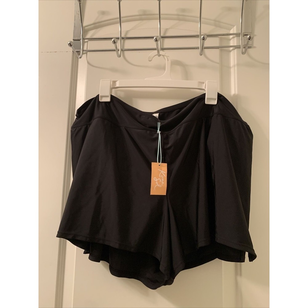 Kona Sol Women's Active Swim Shorts Black Size 2X
